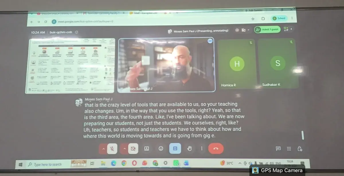 The five-day programme overview projected alongside the remote facilitator