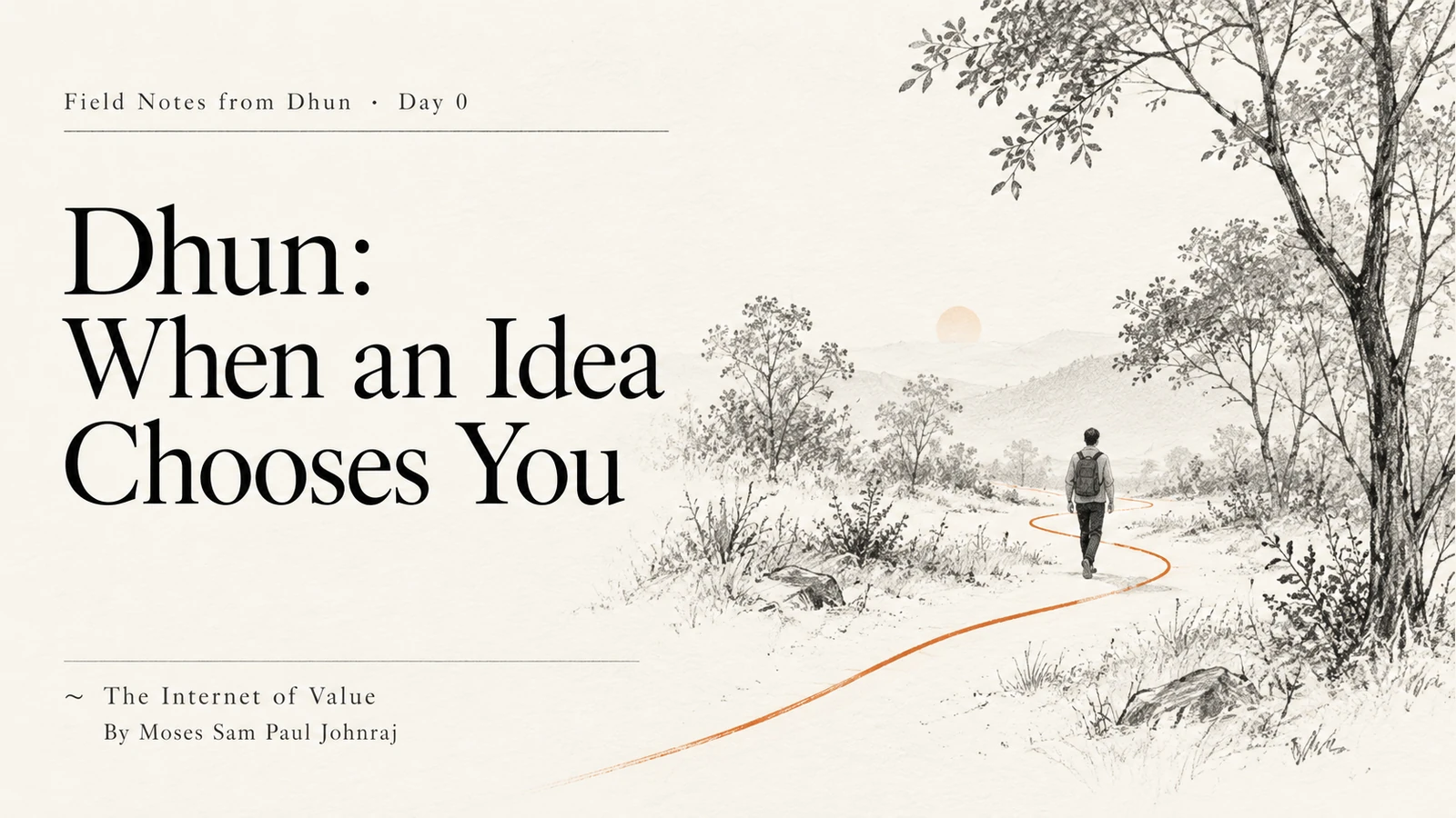 Dhun: When an Idea Chooses You, beside an imagined recurring line becoming a path through a grove.